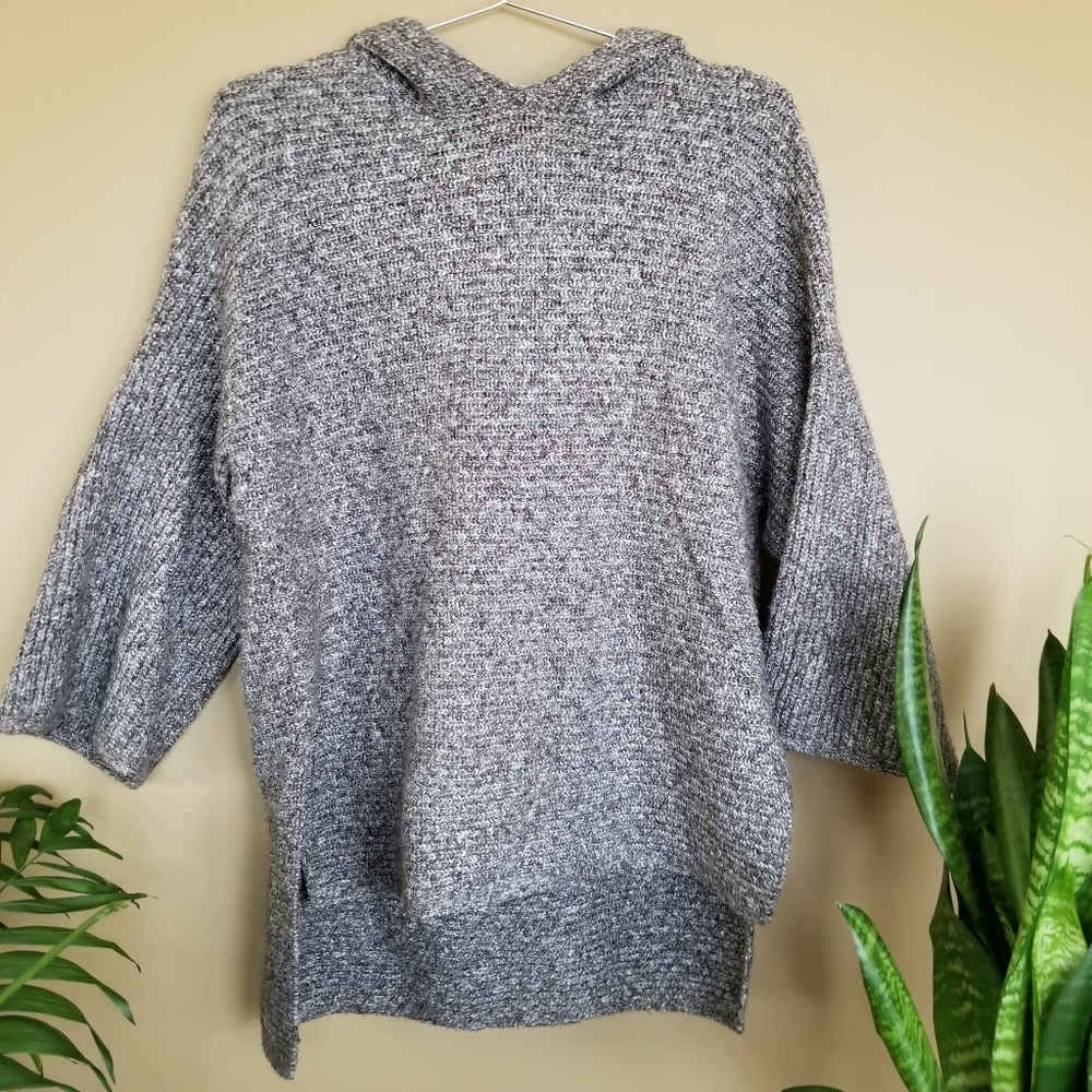 Old Navy Grey Knit Cropped Hoodie Sweater XS